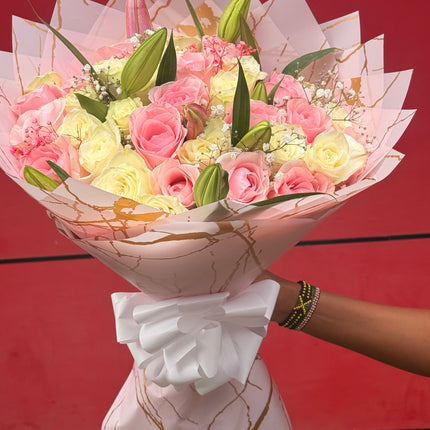 Pink Rose Lilly Bouquet