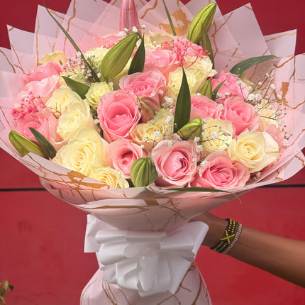 Pink Rose Lilly Bouquet
