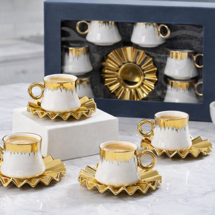 Ceramic 6 Cups and Saucer Set