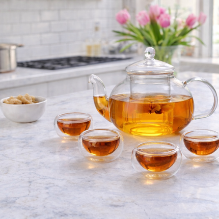 Elegant Teapot with Glass Cups